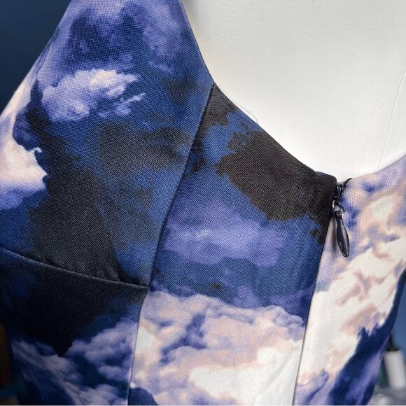 Kate Spade Joss blue white lined fit flare cloud dress size 4 - Picture 5 of 9